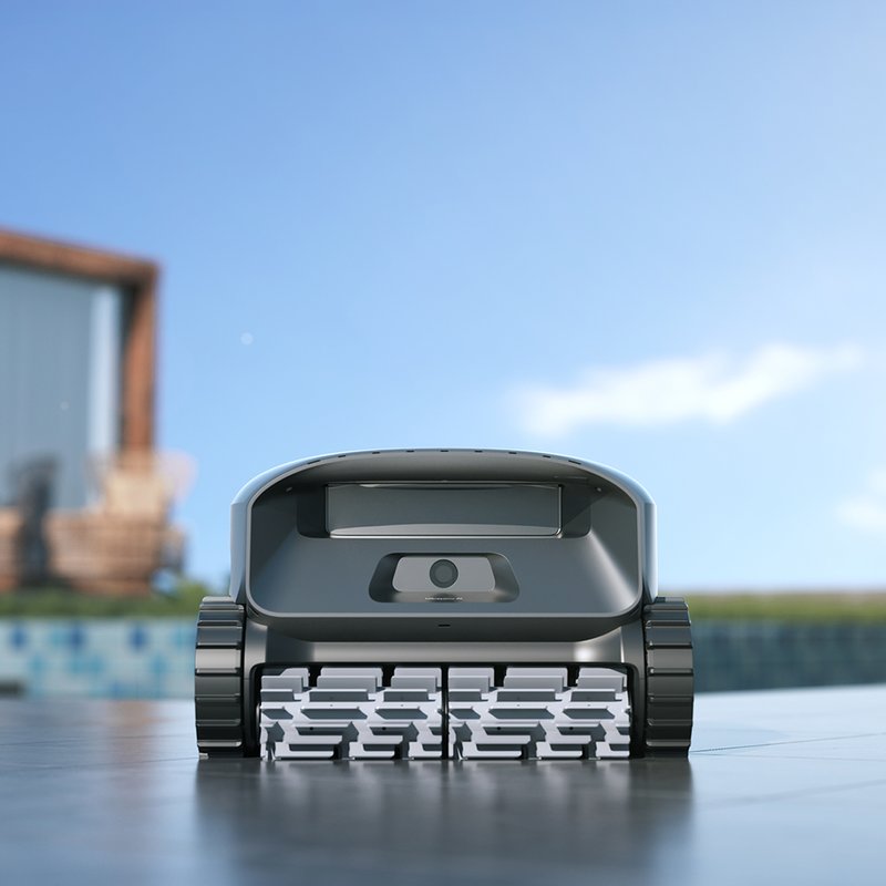 Robotic Pool Cleaner with Camera and Storage Dock, Gray