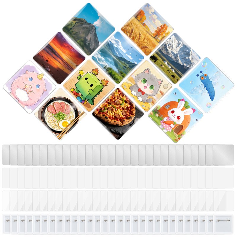 Square Pin Button Badge Blank Parts Refill Set