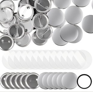 Round Pin Button Badge Blank Parts Set with Clear Films