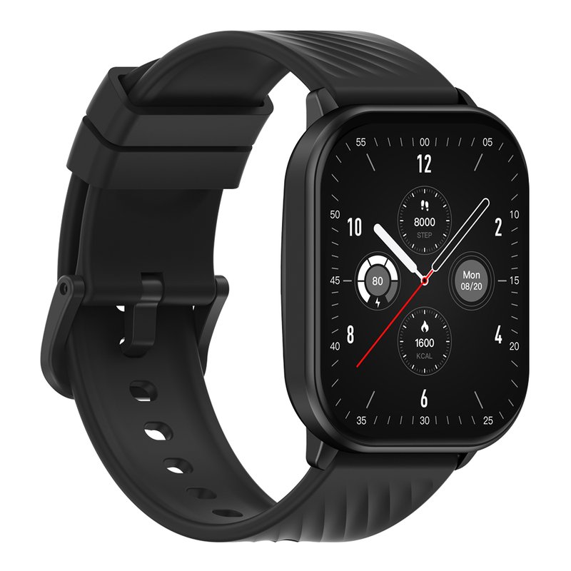 Square Screen Fitness Smart Watch Black Silicone Strap