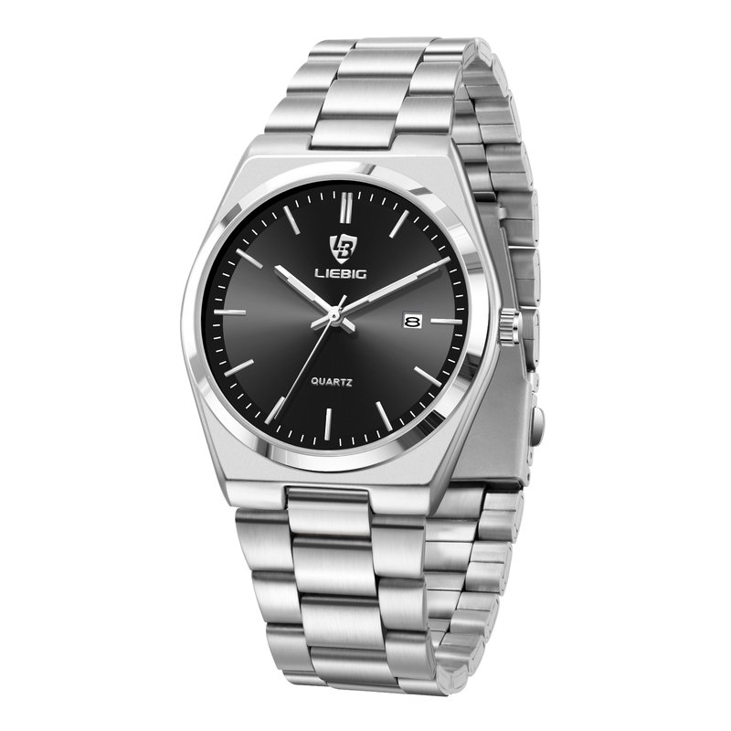 LIEBIG Quartz Watch Black Dial Stainless Steel Bracelet