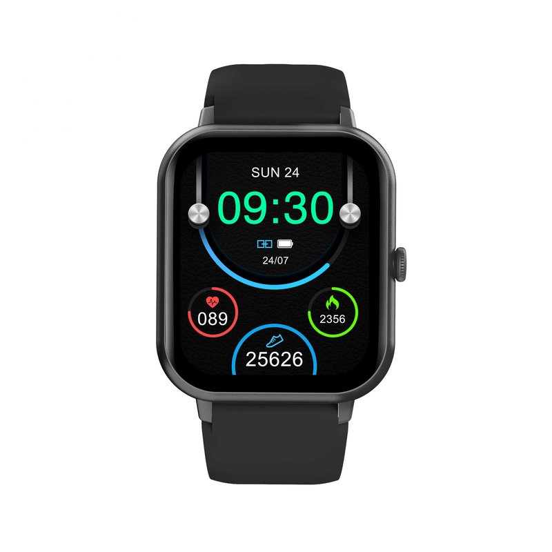 Square Screen Smart Watch Black with Silicone Strap