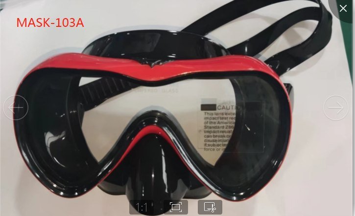 MASK-103A 潜泳镜呼吸管套装男女成人大框钢化玻璃面镜潜水游红色套装（潜水面镜+呼吸管+鼻夹耳塞），下单备注品名，潜水面镜贴防雾膜