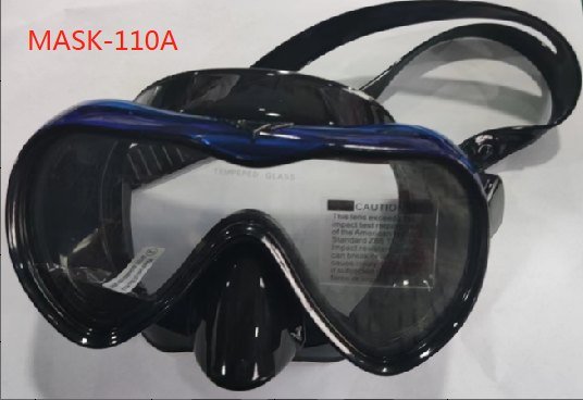 MASK-110A潜泳镜呼吸管套装男女成人大框钢化玻璃面镜潜水游蓝色套装（潜水面镜+呼吸管+鼻夹耳塞），下单备注品名，潜水面镜贴防雾膜