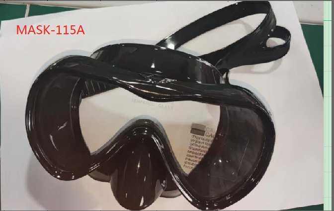 MASK-115A潜泳镜呼吸管套装男女成人大框钢化玻璃面镜潜水游黑色套装（潜水面镜+全干式呼吸管+鼻夹耳塞），下单备注品名，潜水面镜贴防雾膜
