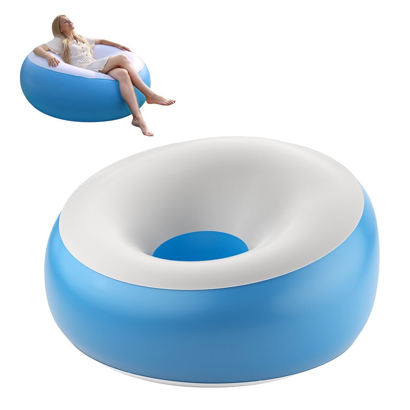 Inflatable Lounge Chair Sofa Blue and White