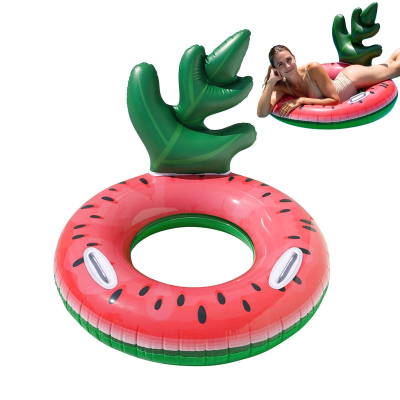 Watermelon Swim Ring with Leaf Backrest and Handles