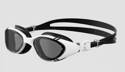 White and Black Swimming Goggles with Smoke Lenses