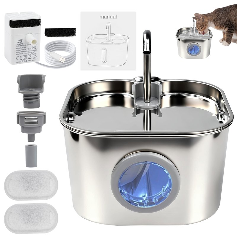 Stainless Steel Faucet Pet Water Fountain with Filters and Pump