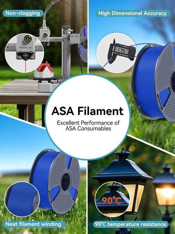 Blue ASA 3D Printer Filament 1.75mm Heat Resistant