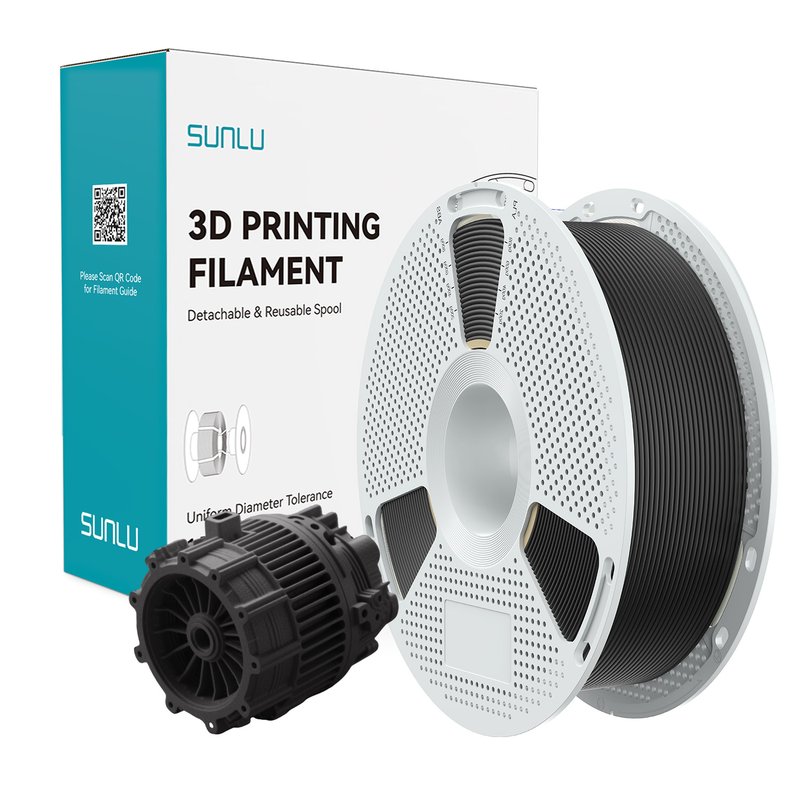 SUNLU Black 3D Printing Filament Detachable Reusable Spool
