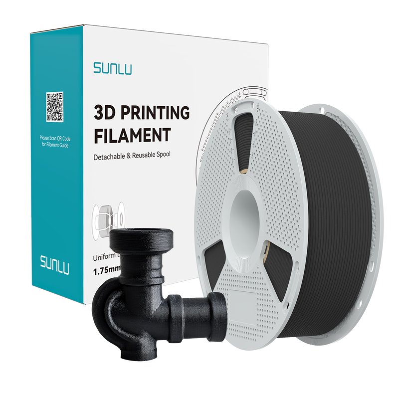 SUNLU Black 3D Printing Filament 1.75mm Reusable Spool