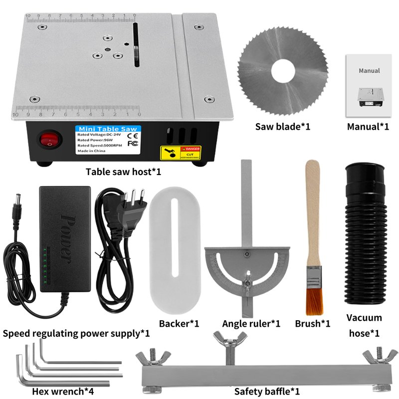 Mini Table Saw DC 24V 96W 5000rpm with Accessories