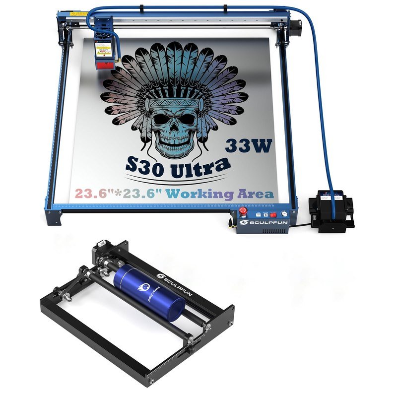 SCULPFUN S30 Ultra 33W Rotary Roller — Engraving Machine