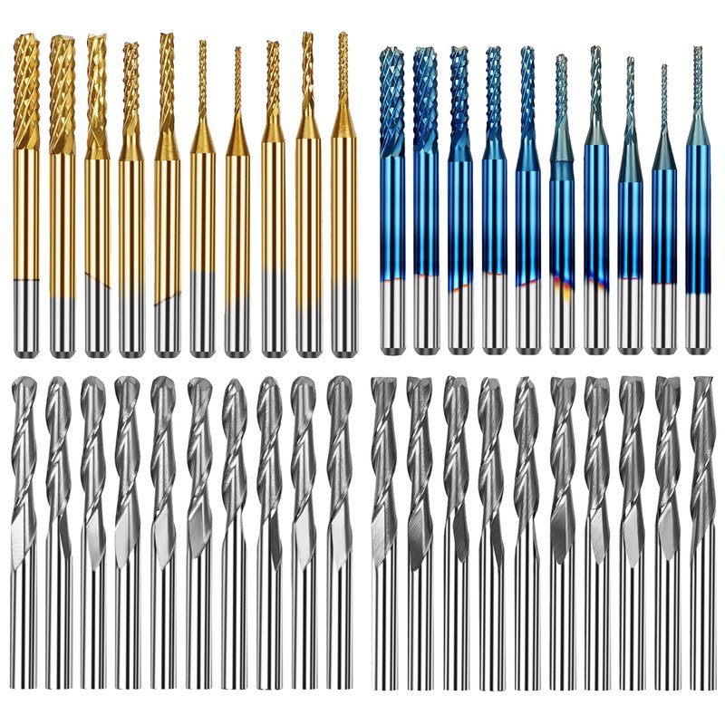 40PCS Carbide End Mill CNC Router Bit Set