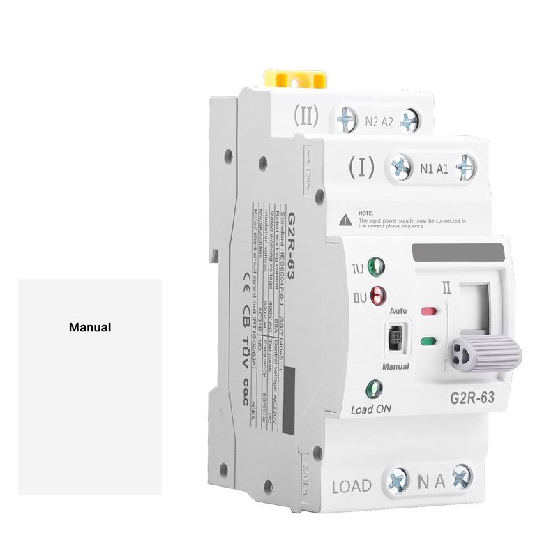 家用220V G2R导轨式双电源自动转换开关 市电发电机 (2P63A)