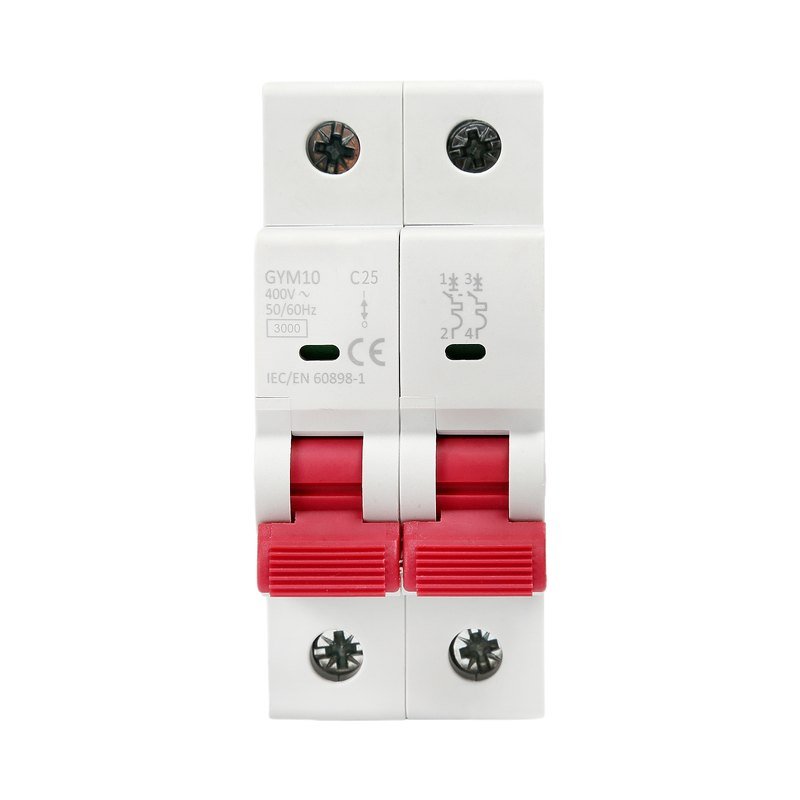 GYM10 MCB 400VAC C 2P 25A-3KA — Circuit Breaker (Red)