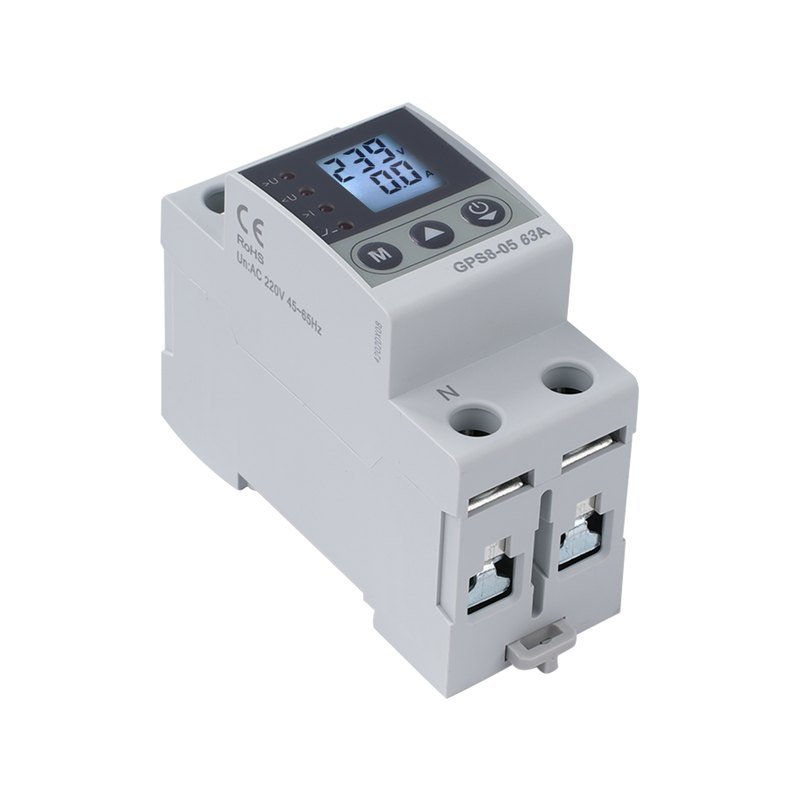 计量开关保护开关 电流/电压保护器 2P AC220V 63A LED数显屏 功能（电表/过欠压/过流）（GPS8-05-U（上进线）计量款63A）