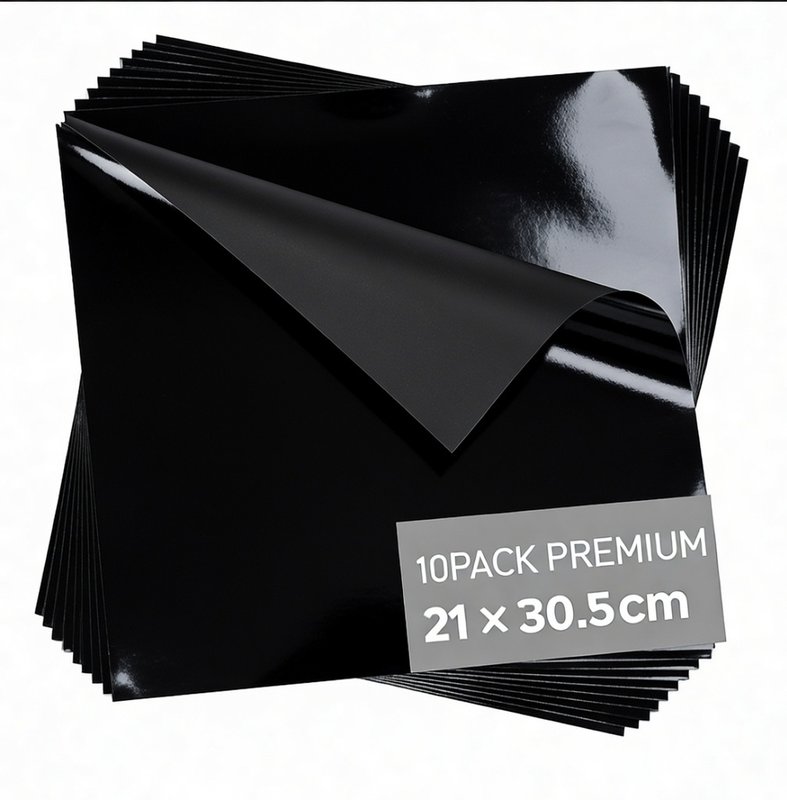 Black Glossy Vinyl Sheets 10 Pack 21x30.5cm