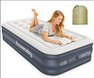 BRVB2-C9-EZFPC-BUGY Flocked Inflatable Air Bed with Built-in Pump, Twin Size (Blue and Grey)